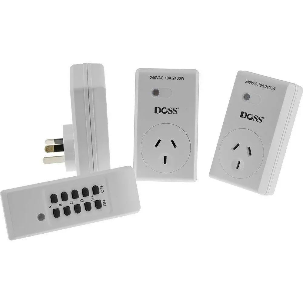 Doss MRC03V2 Remote RF Mains Outlet Switch Switcher Power Controller 3 Outlet - Electronics