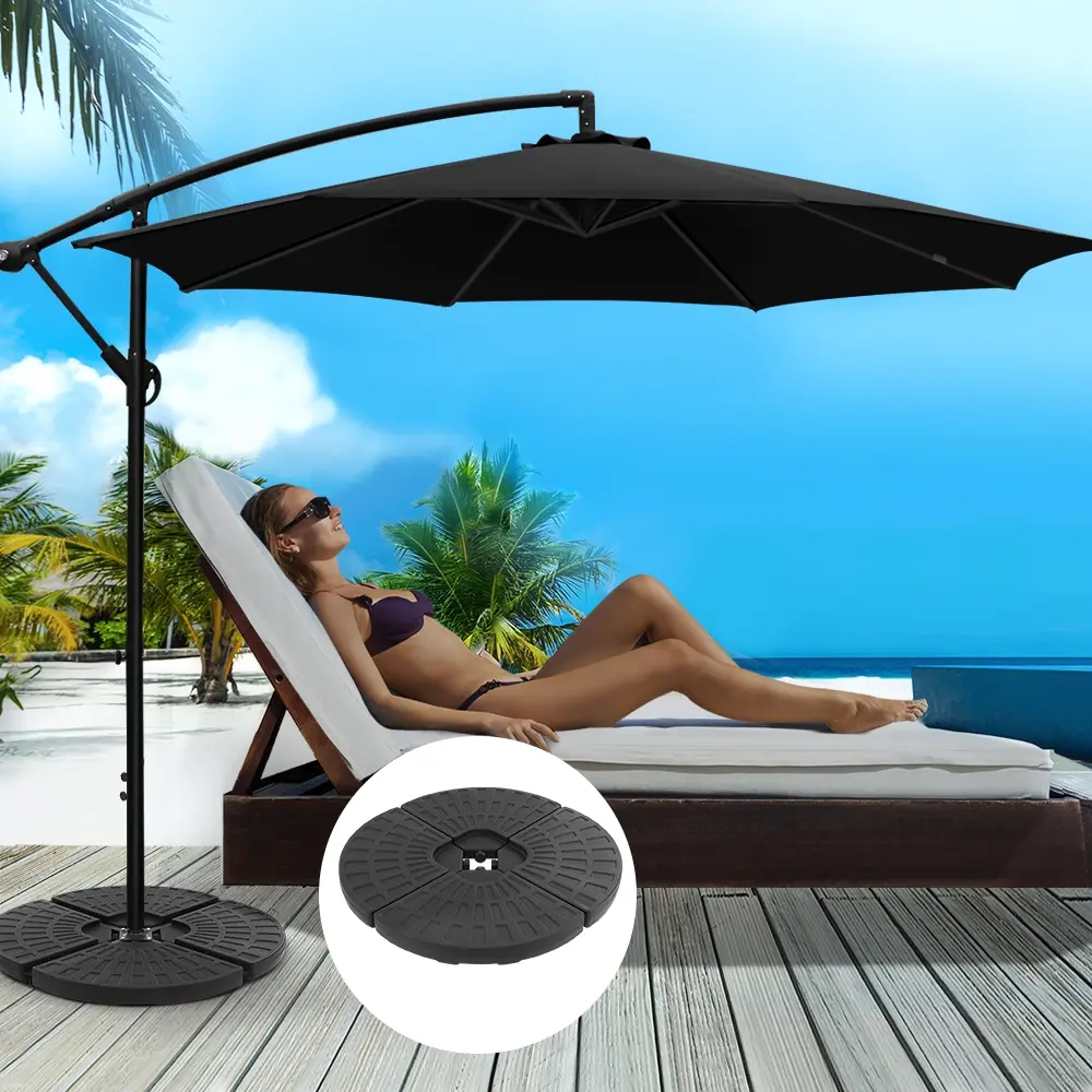 Instahut 3m Outdoor Umbrella w/Base Cantilever Beach Garden Patio Black - Home & Garden