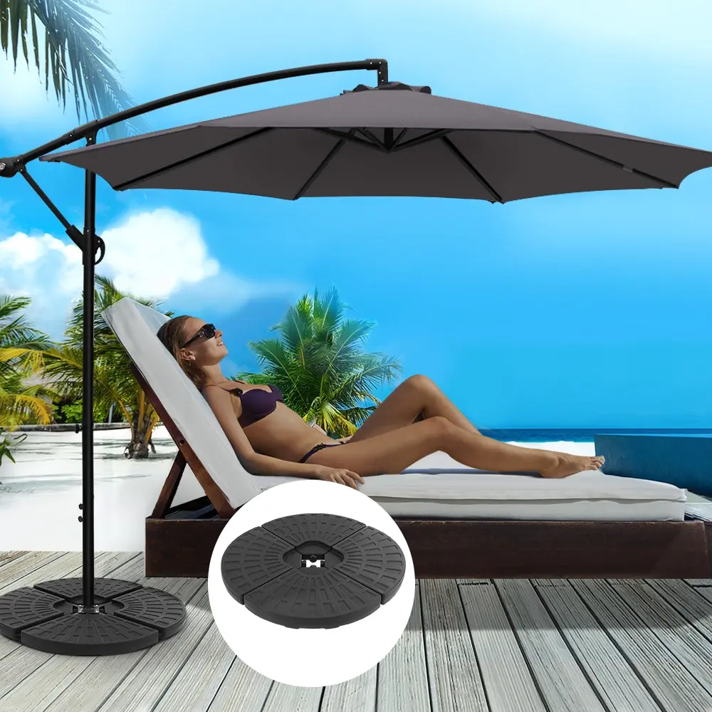 Instahut 3m Outdoor Umbrella w/Base Cantilever Beach Garden Patio Charcoal - Home & Garden