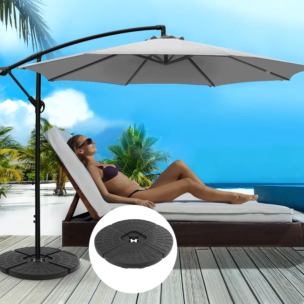 Instahut 3m Outdoor Umbrella w/Base Cantilever Beach Garden Patio Grey - Home & Garden