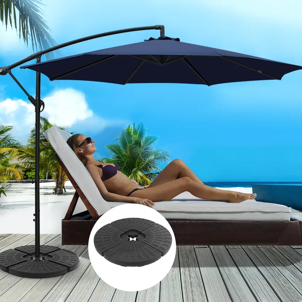 Instahut 3m Outdoor Umbrella w/Base Cantilever Beach Garden Patio Navy - Home & Garden