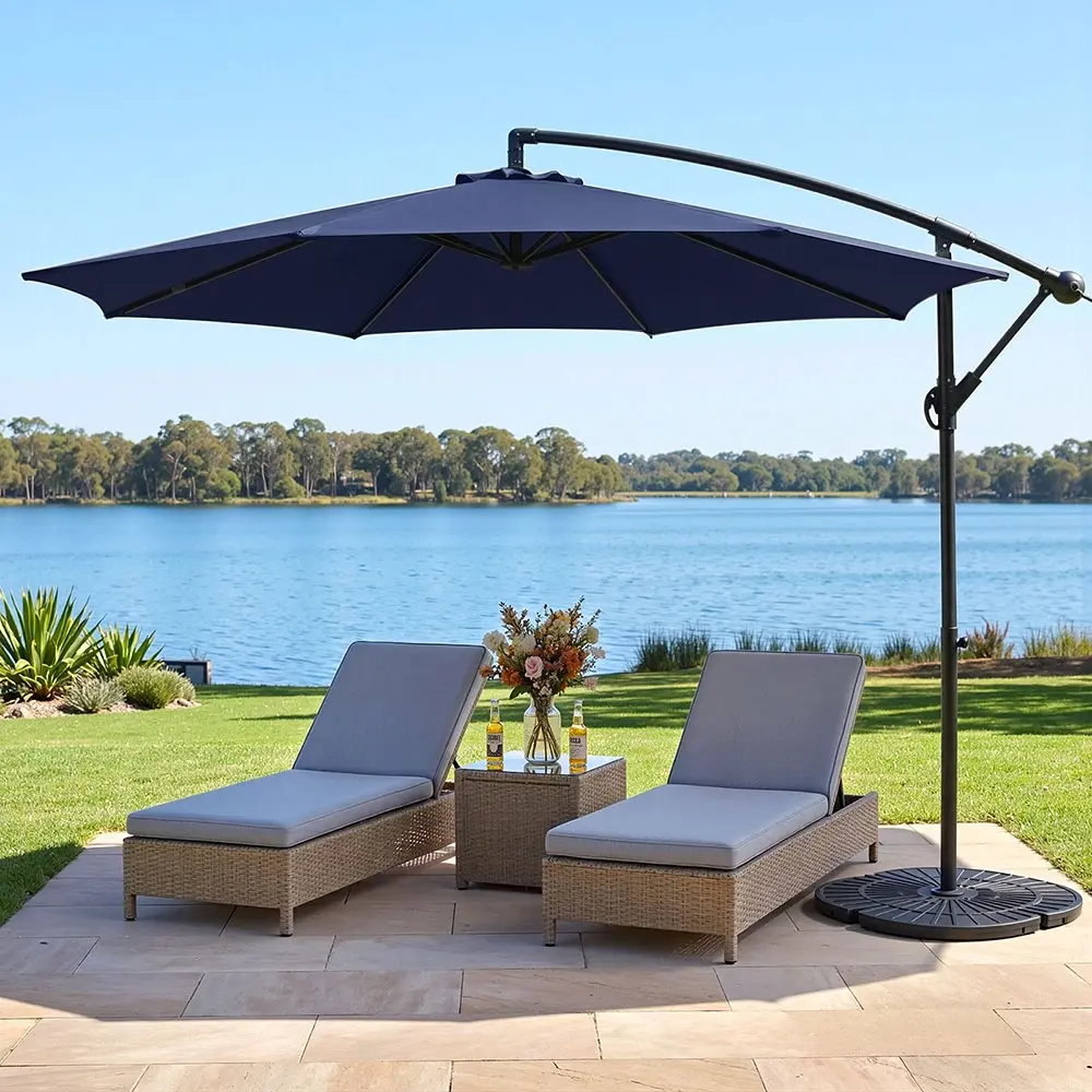 Instahut 3m Outdoor Umbrella Cantilever Beach Garden Patio Navy - Home & Garden