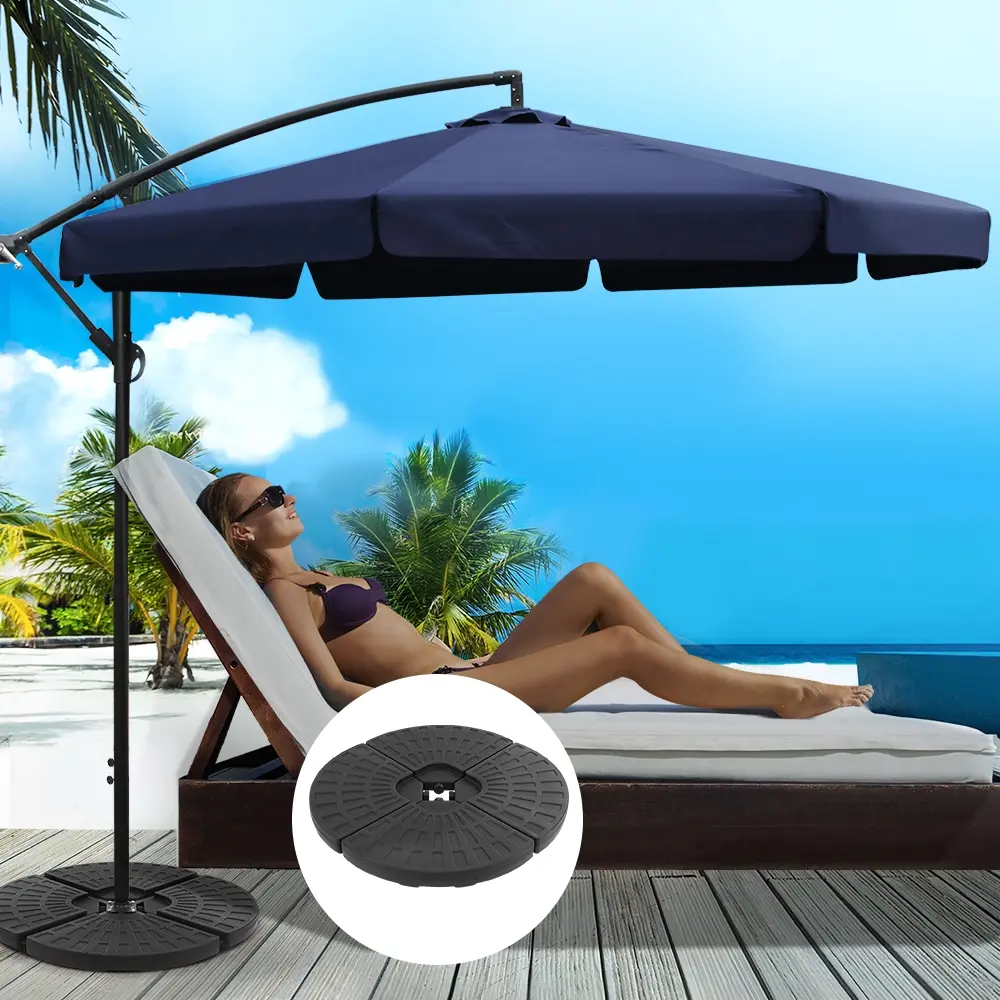 Instahut 3m Outdoor Umbrella w/Base Cantilever Garden Patio Beach Navy - Home & Garden