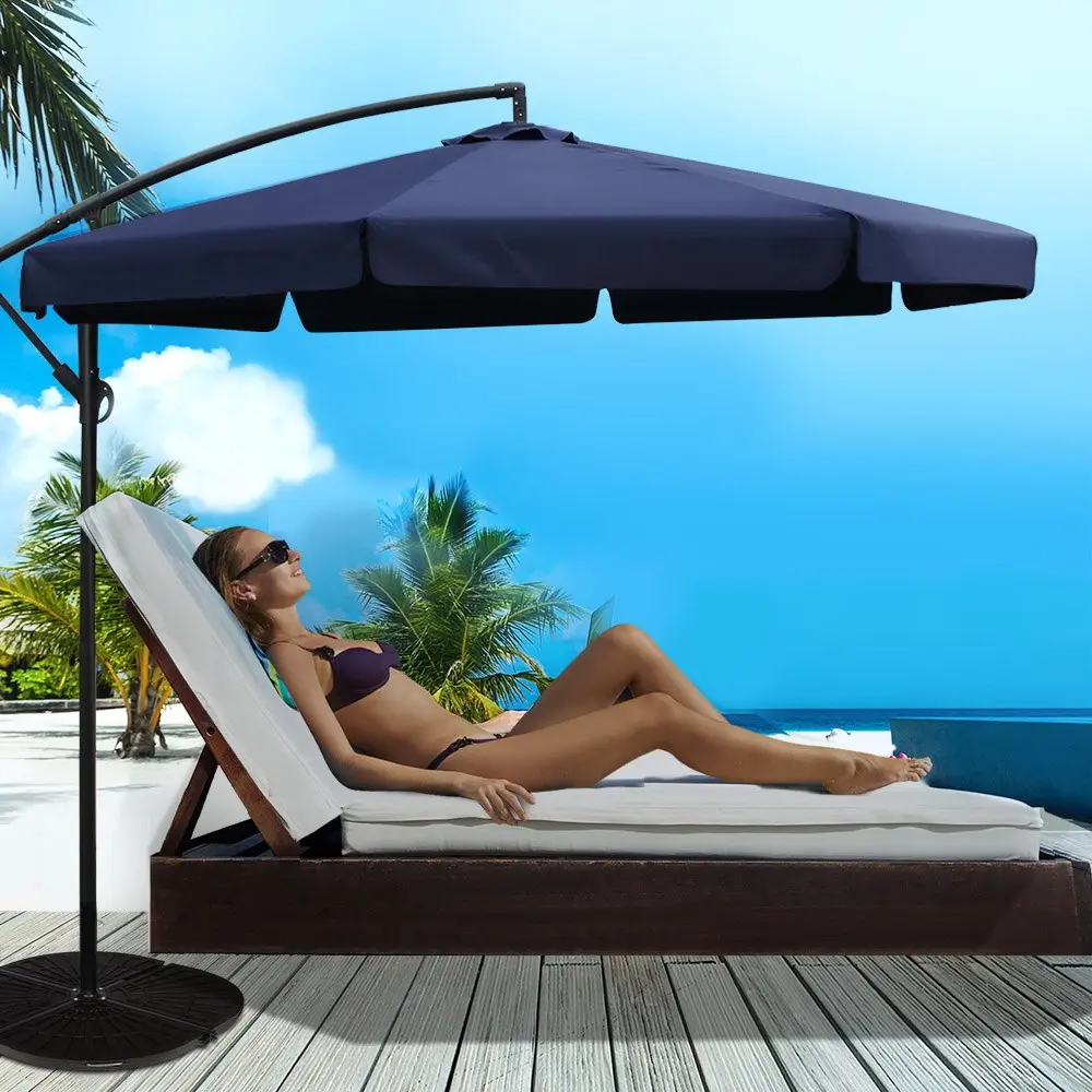 Instahut 3m Outdoor Umbrella Cantilever Garden Beach Patio Navy - Home & Garden