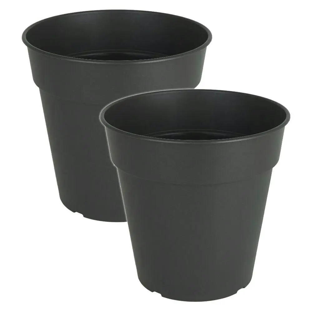 2x Artevasi Madagascar Plastic Indoor/Outdoor Garden Pot 35x33.5cm Anthracite - Home & Garden