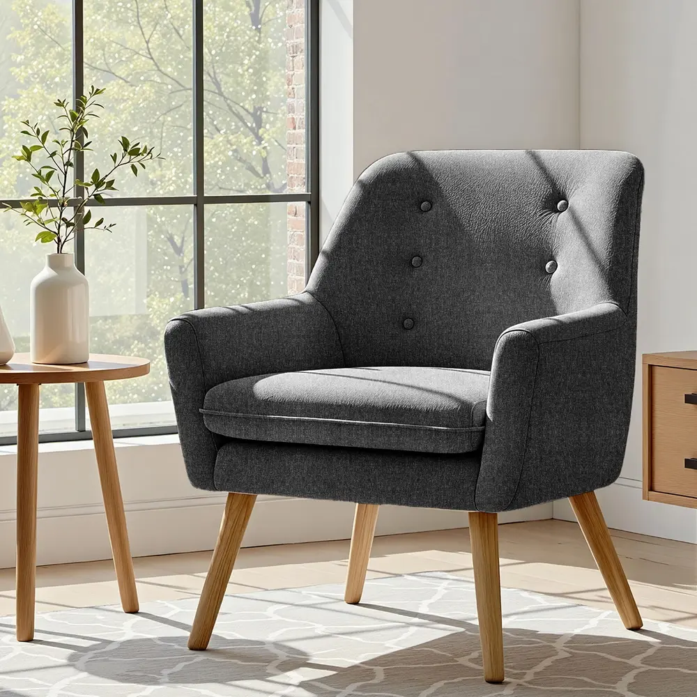 Artiss Armchair Lounge Chair Accent Tub Chair Charcoal ANNE - Furniture