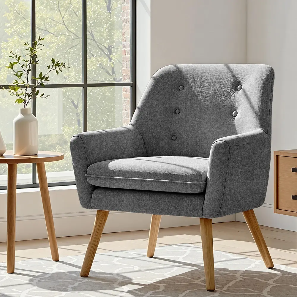 Artiss Armchair Lounge Chair Accent Tub Chair Grey ANNE - Furniture