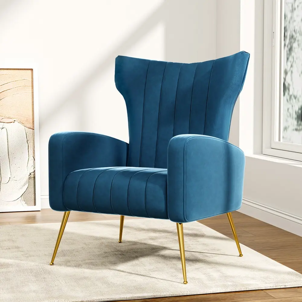 Artiss Armchair Navy Velvet Kate - Furniture