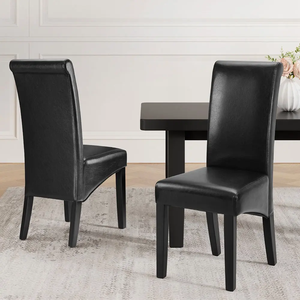 Artiss Dining Chairs Set of 2 Leather Parsons Chair Black - Furniture