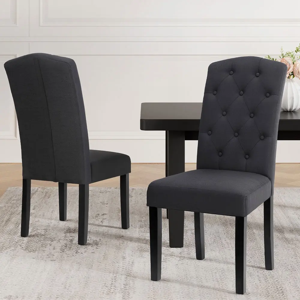 Artiss Dining Chairs Set of 2 Linen Parsons Chair Dark Grey - Furniture