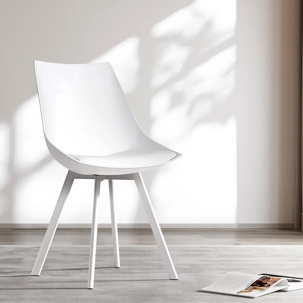 Artiss Dining Chairs Set of 2 PU Leather Plastic Metal White - Furniture