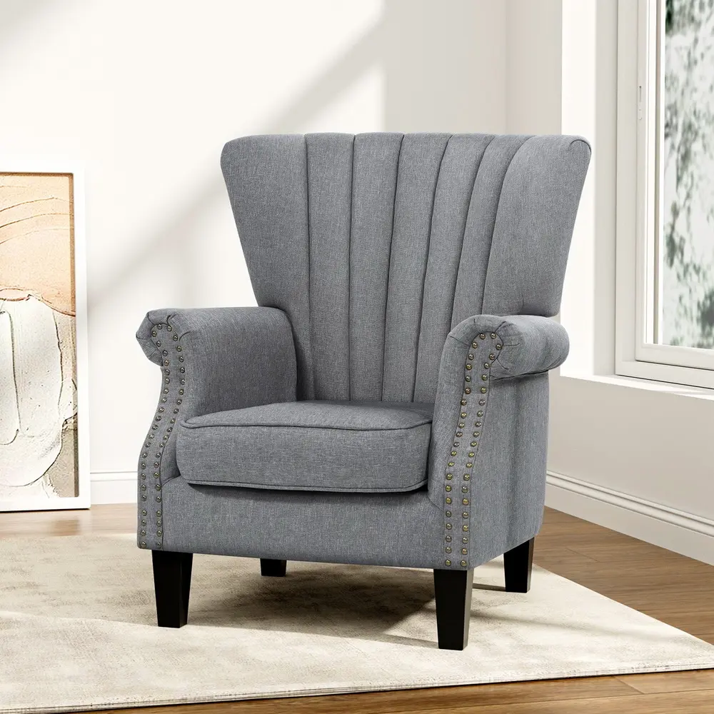 Artiss Armchair Wingback Grey Andrew - Over 40% off Living Room Furniture