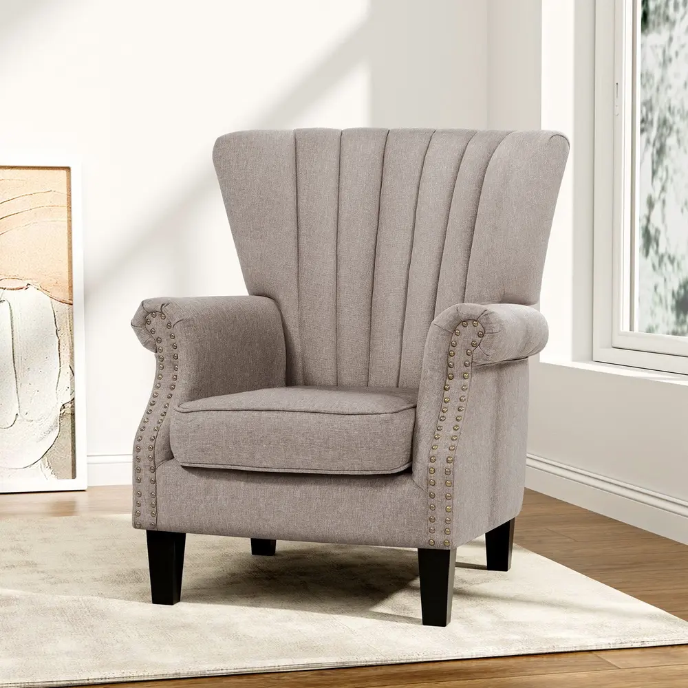 Artiss Armchair Wingback Taupe Andrew - Over 40% off Living Room Furniture