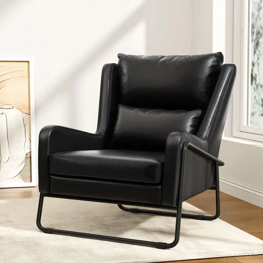 Artiss Armchair Accent Chair PU Leather Wingback Black - Furniture