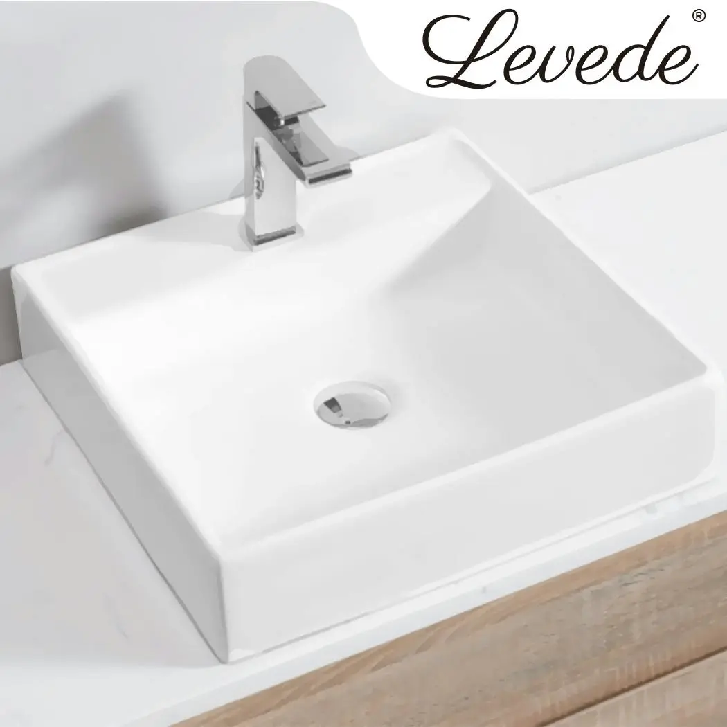 Traderight Group Ceramic Basin Bathroom Wash Counter Top Hand Wash Sink Vanity Above Square - Hardware