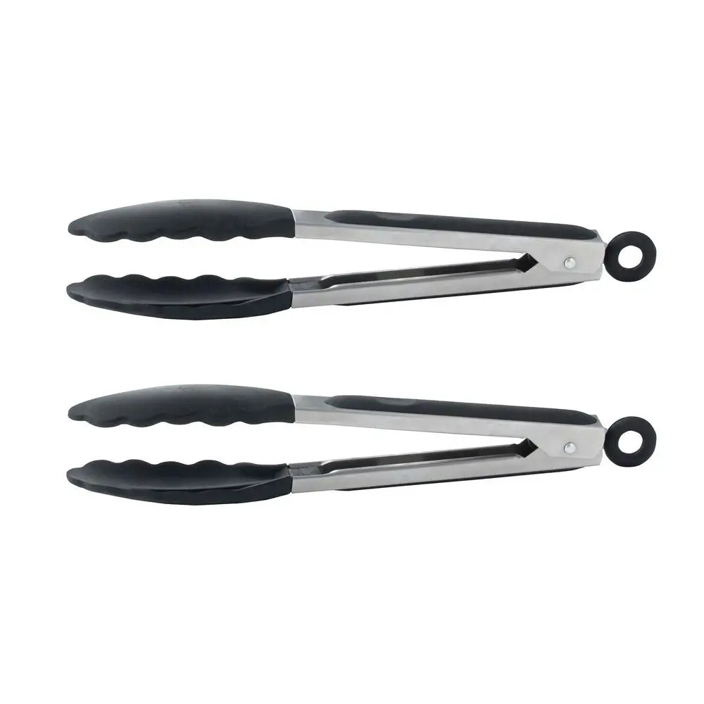 4x Cuisena 23cm Stainless Steel Locking Tong w/ Silicone Head Kitchen Cooking - Home & Garden