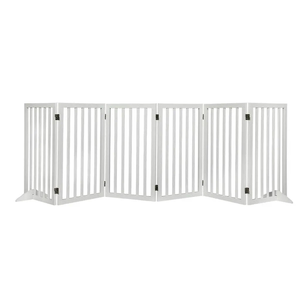 Pawz Wooden Pet Gate Dog Fence Safety Stair Barrier Security Door 6 Panel Large - Baby