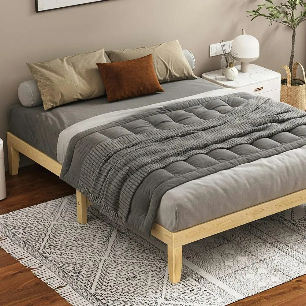 Alfordson Mattress Platform Wooden Bed Frame Queen - Furniture