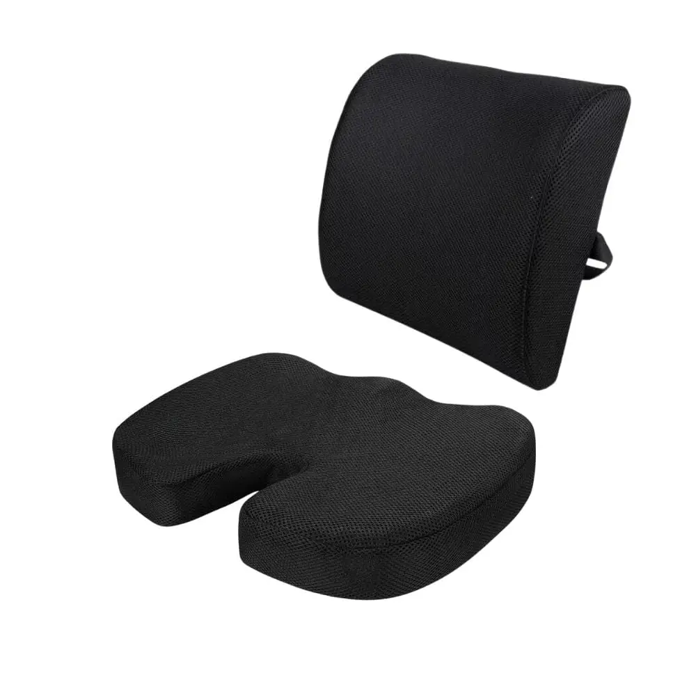 Memory Foam Lumbar Back Support Cushion Seat Set - Home & Garden