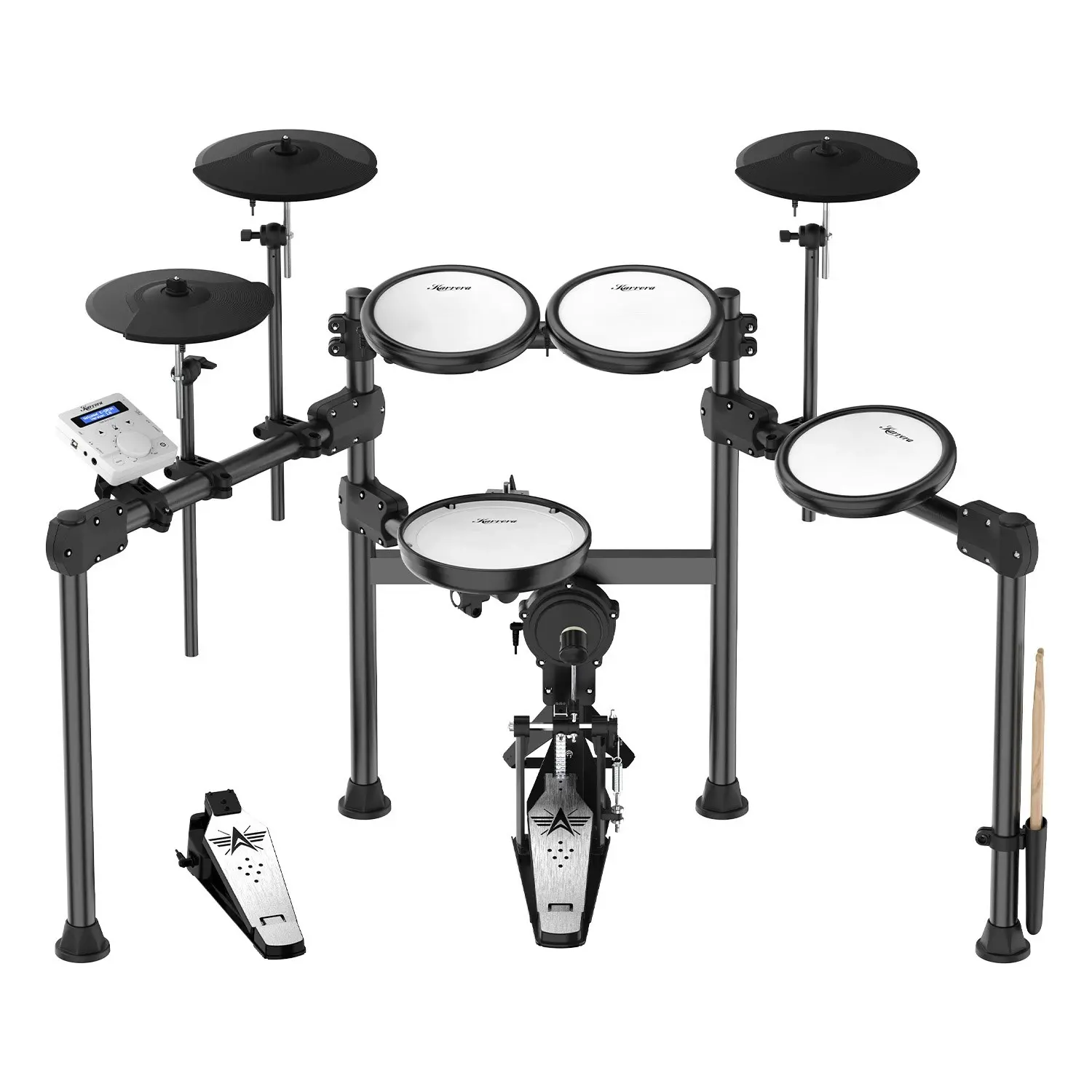 Karrera X23 Electronic Drum Kit with Sound Module, 3 Toms, Snare Quiet Mesh Drum Heads, Cymbals & Pedal - Hobbies