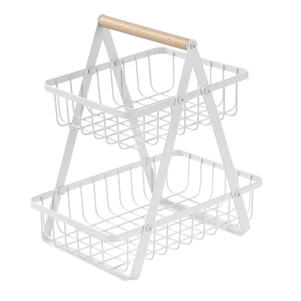 Boxsweden White Wire 2 Tier Kitchen Bench Top Stand Storage Rack 27 x 18 x 29cm - Home & Garden
