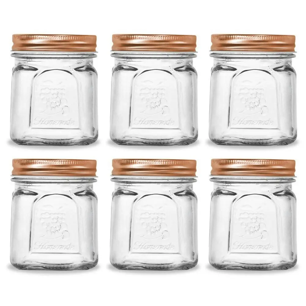 6PK Lemon Lime Square Modena 225ml Glass Jar Kitchen Storage Container Clear - Home & Garden