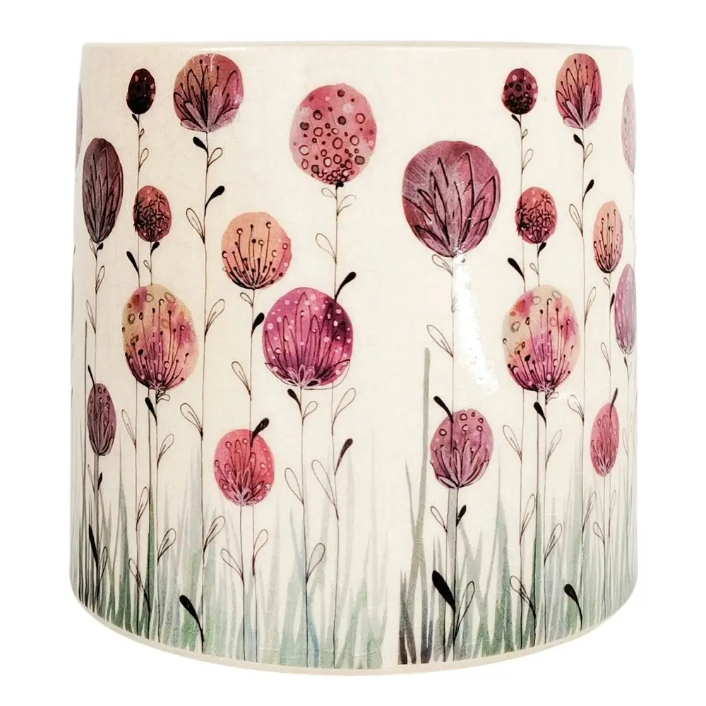 Urban Products Flower Pattern Planter Home Garden Decor Pink Natural 14cm - Home & Garden