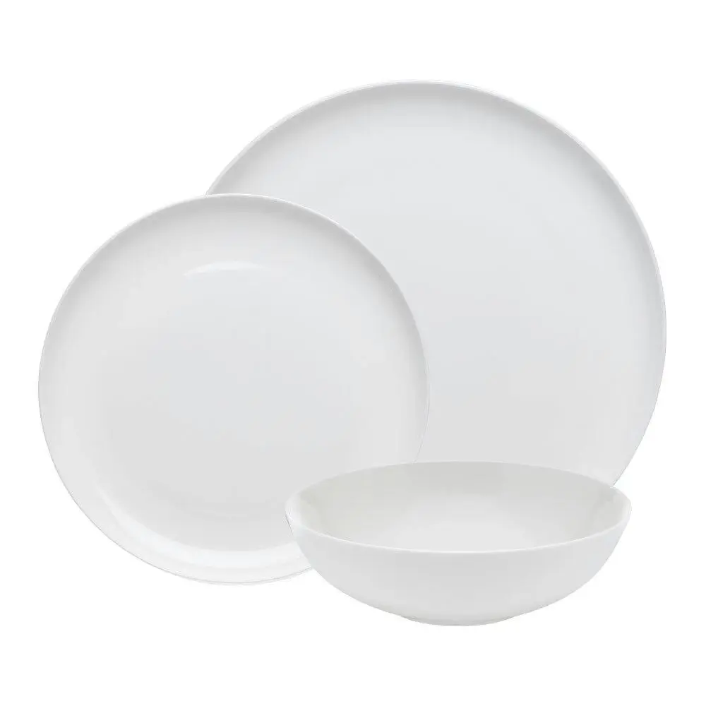 12pc Ecology Canvas Coupe Fine Bone China Dinner/Side Plate/Bowl Tableware White - Home & Garden