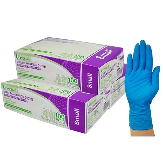 Universal Nitrile Powder Free Gloves Small Blue AS/NZ Standard HACCP Grade 100 Box x10 - Commercial