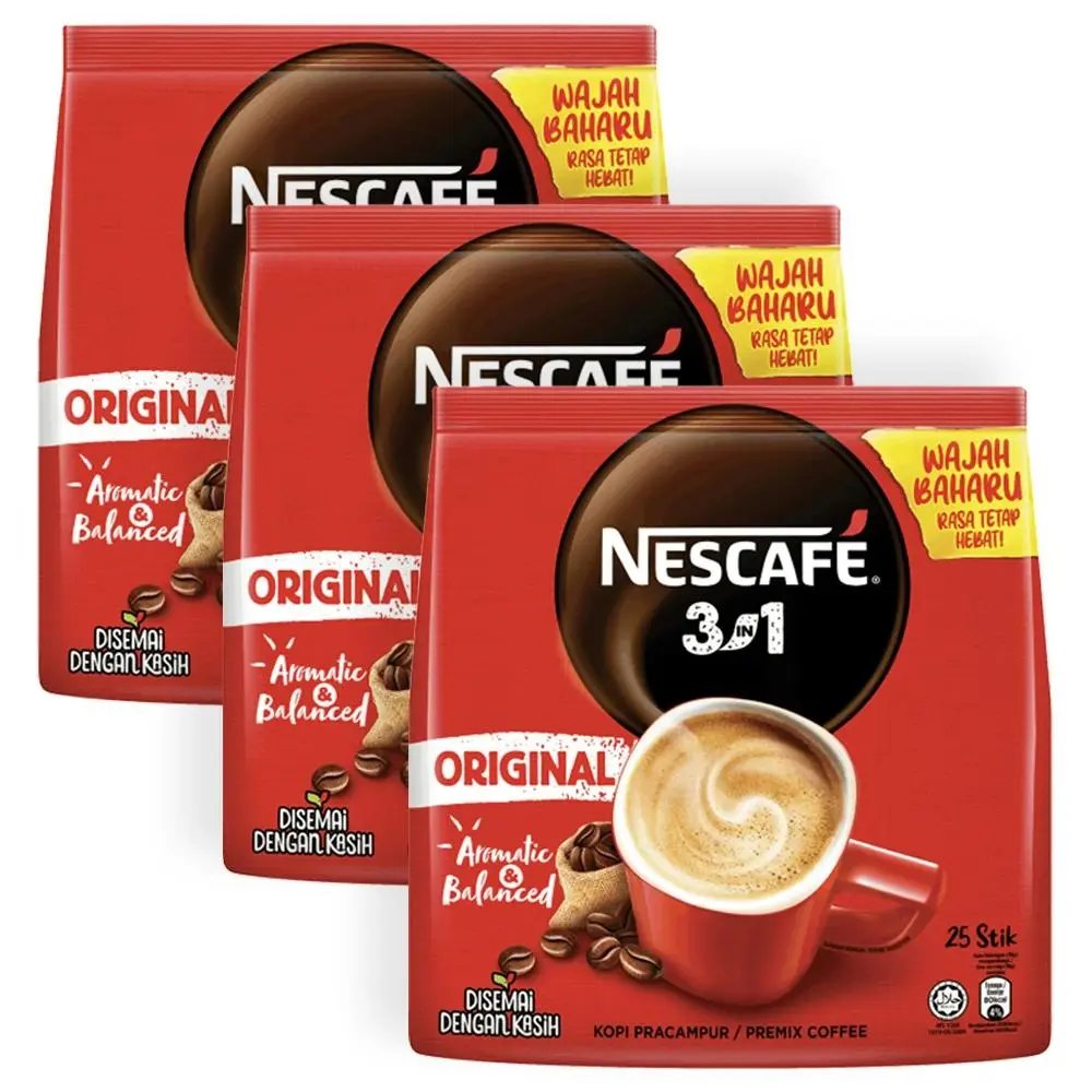 75pc Nescafe Original 3 In 1 Instant Coffee Sticks/Sachets Aromatic And Balanced - Groceries
