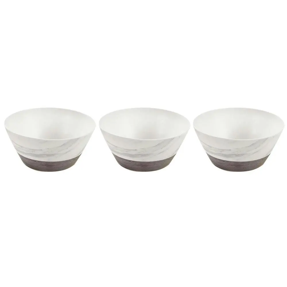 3x Lemon & Lime 25cm Matte Melamine Salad Noodle Bowl Tableware Endwood Marble - Home & Garden