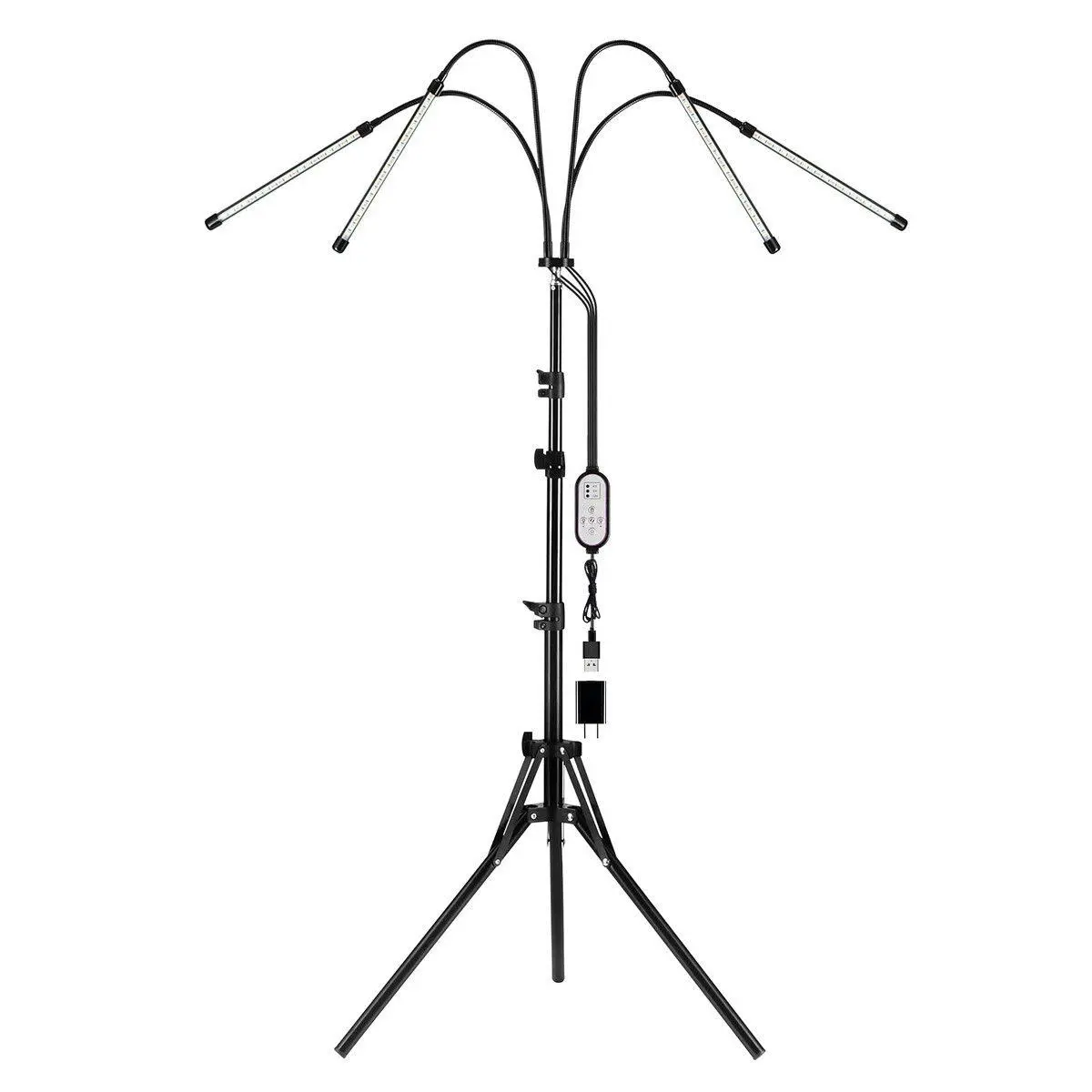 Ausway LED Plant Grow Light Full Spectrum Indoor Flower Growing Lamp 4 Heads 80 LEDs Height Adjustable Tripod Stand Auto Timer - Home & Garden