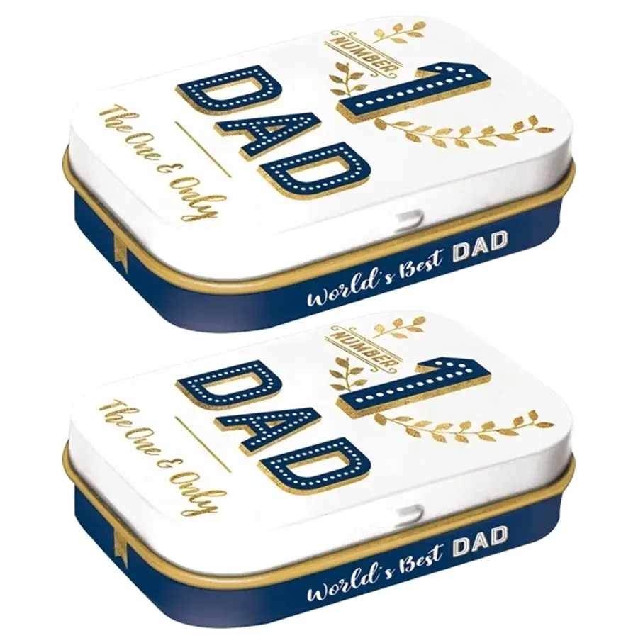2x Nostalgic Art 6cm Metal Tin Mint Box Number 1 Dad Fresh Breath Candy Mints - Groceries