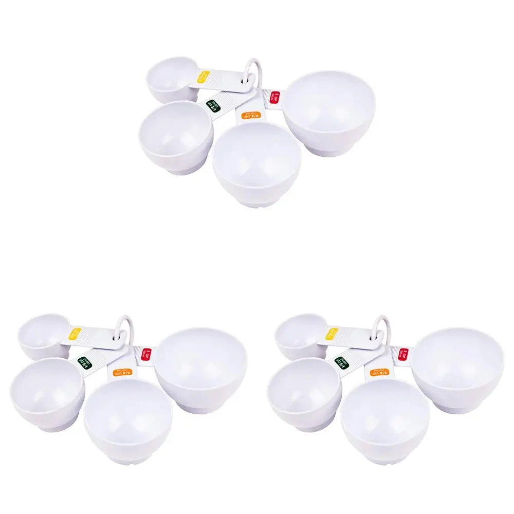 3x 4pc Appetito Plastic Measure Cups Home Kitchen Cooking/Baking Utensils White - Home & Garden