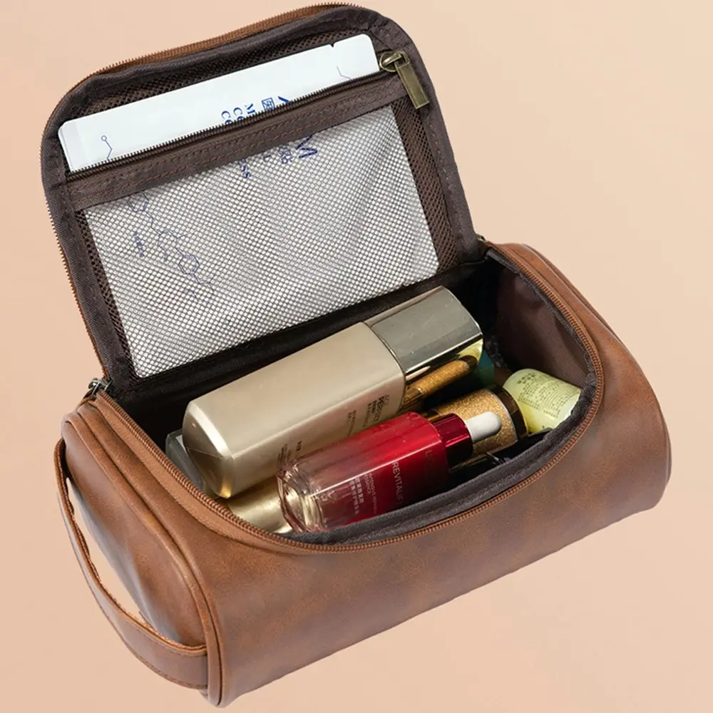 Portable PU Toiletry Bag Travel Cosmetic Bags Waterproof Organizer Makeup Bag - Home & Garden