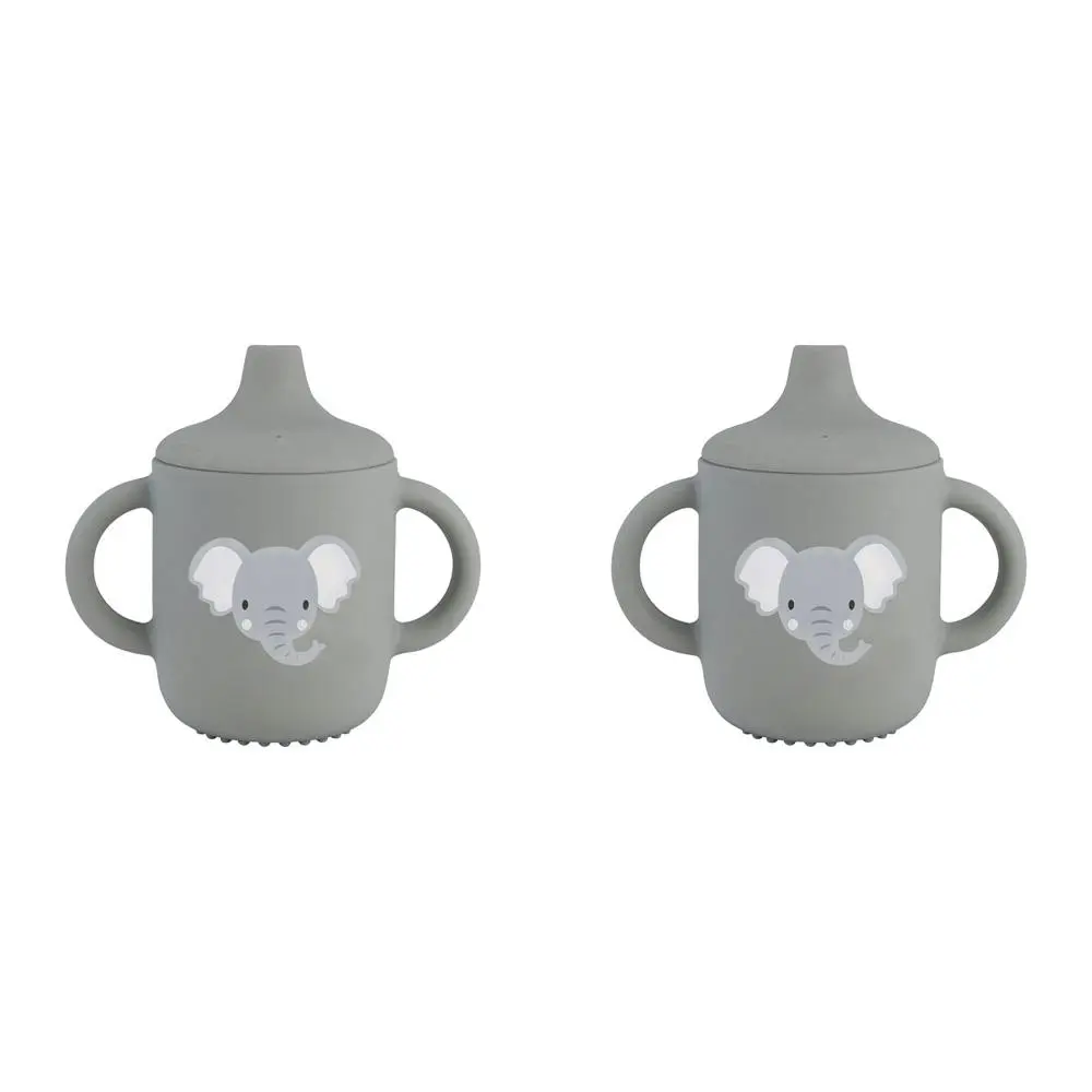 2x Splosh Baby Elephant Silicone Sippy Cup w/ Handles Drinkware 12cm Grey 0+