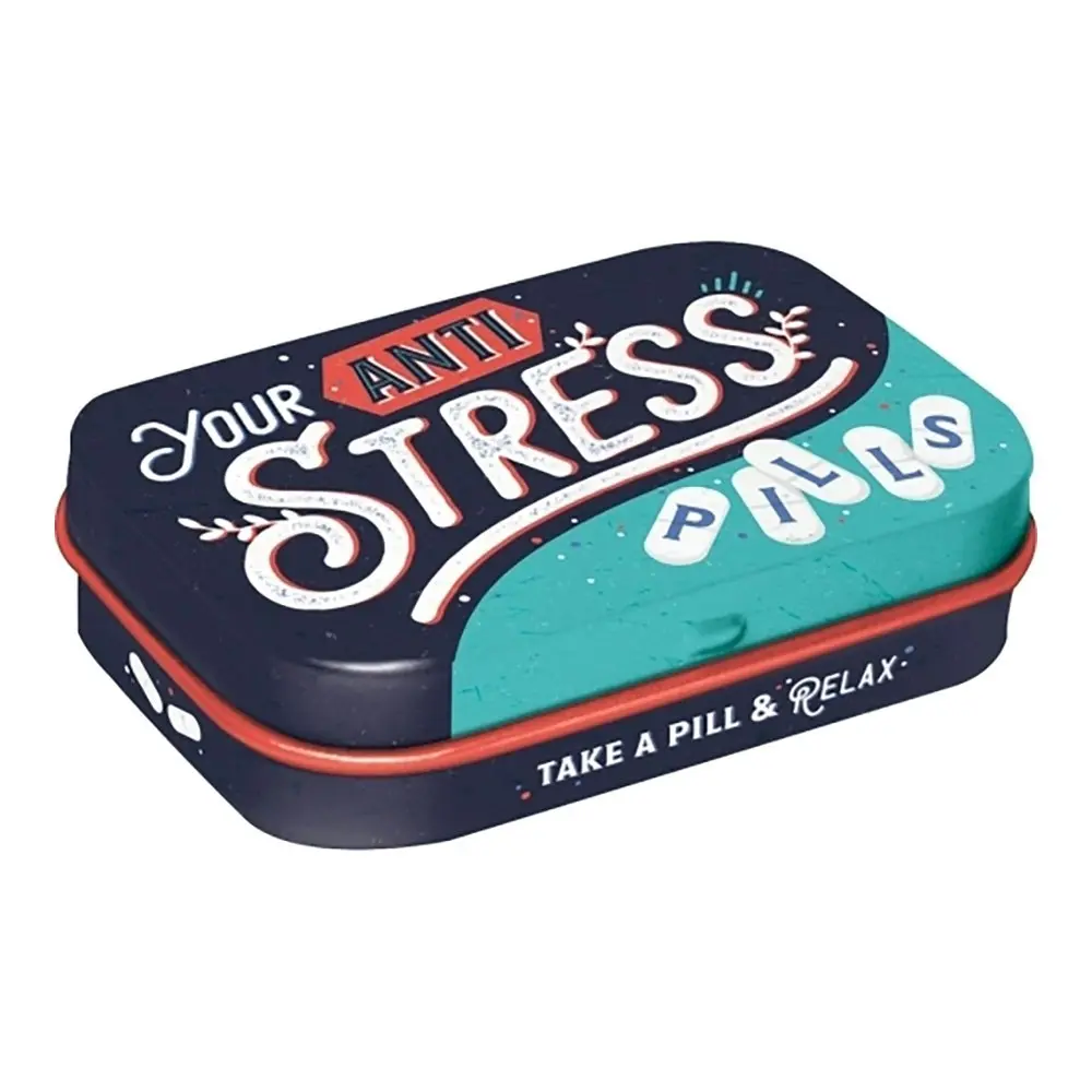 Nostalgic Art 6cm Metal Tin Mint Box Anti Stress Pills Fresh Breath Hard Candy - Groceries