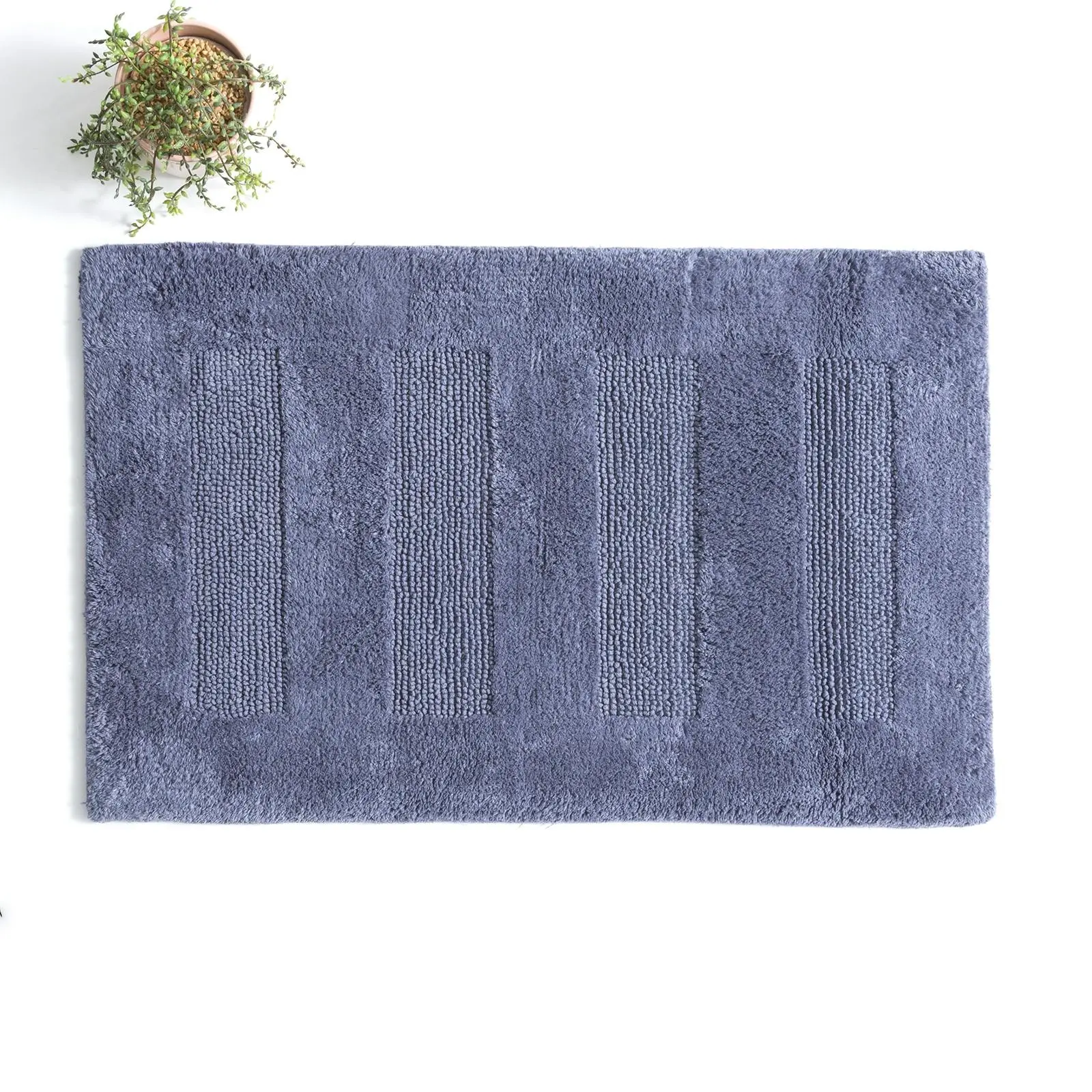 Renee Taylor Retreat 80cm Cotton Bathroom/Toilet Floor Mat/Rug Reversible Blue - Home & Garden