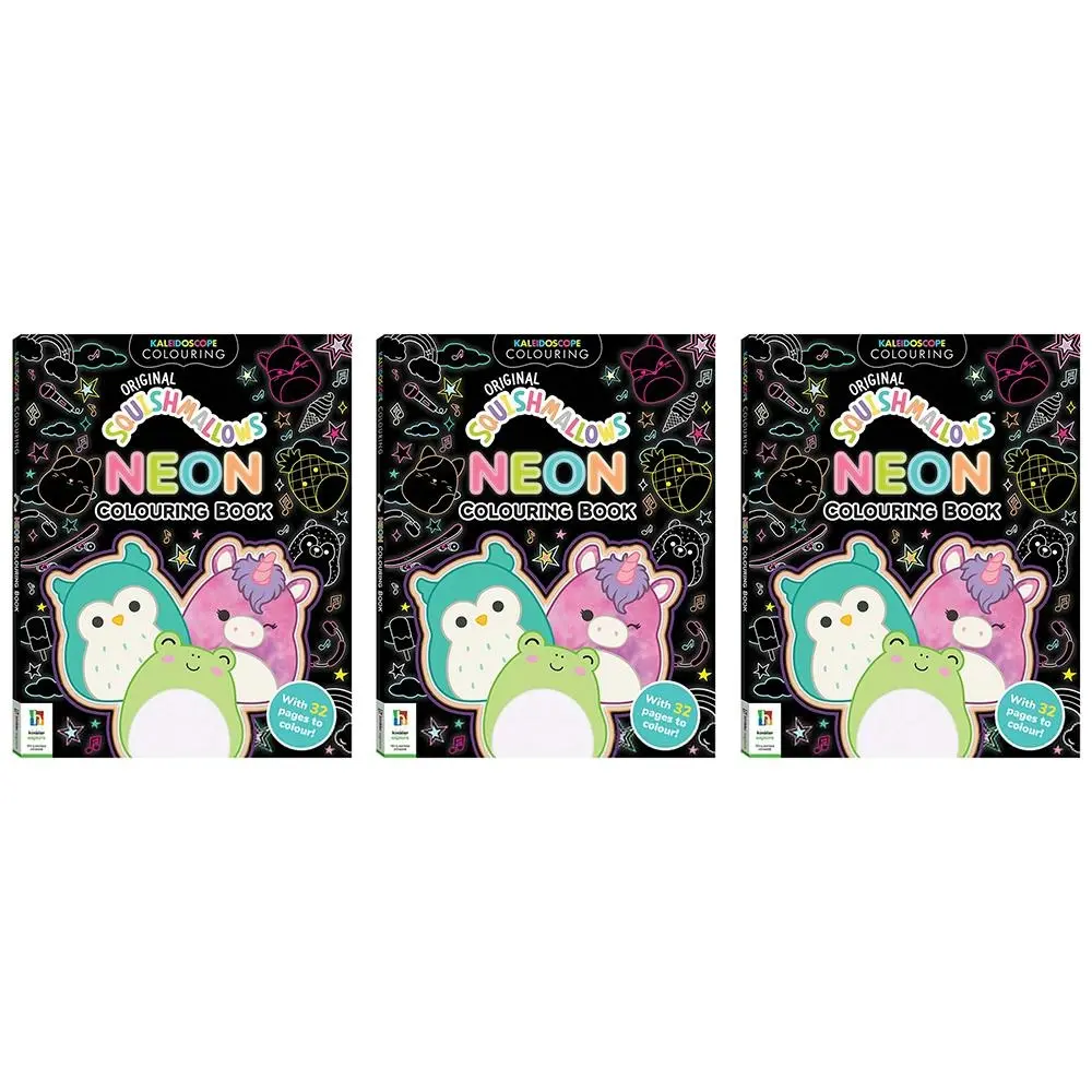 3x Kaleidoscope Squishmallows Neon Colouring Book Kids/Childrens Activity 8y+ - Entertainment