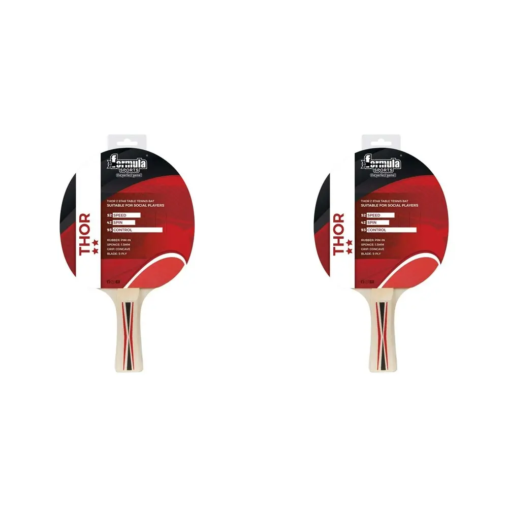 2x Formula Sports Thor Table Tennis Game Bat/Racket Ping Pong Paddle Game 2 Star - Sports & Outdoor