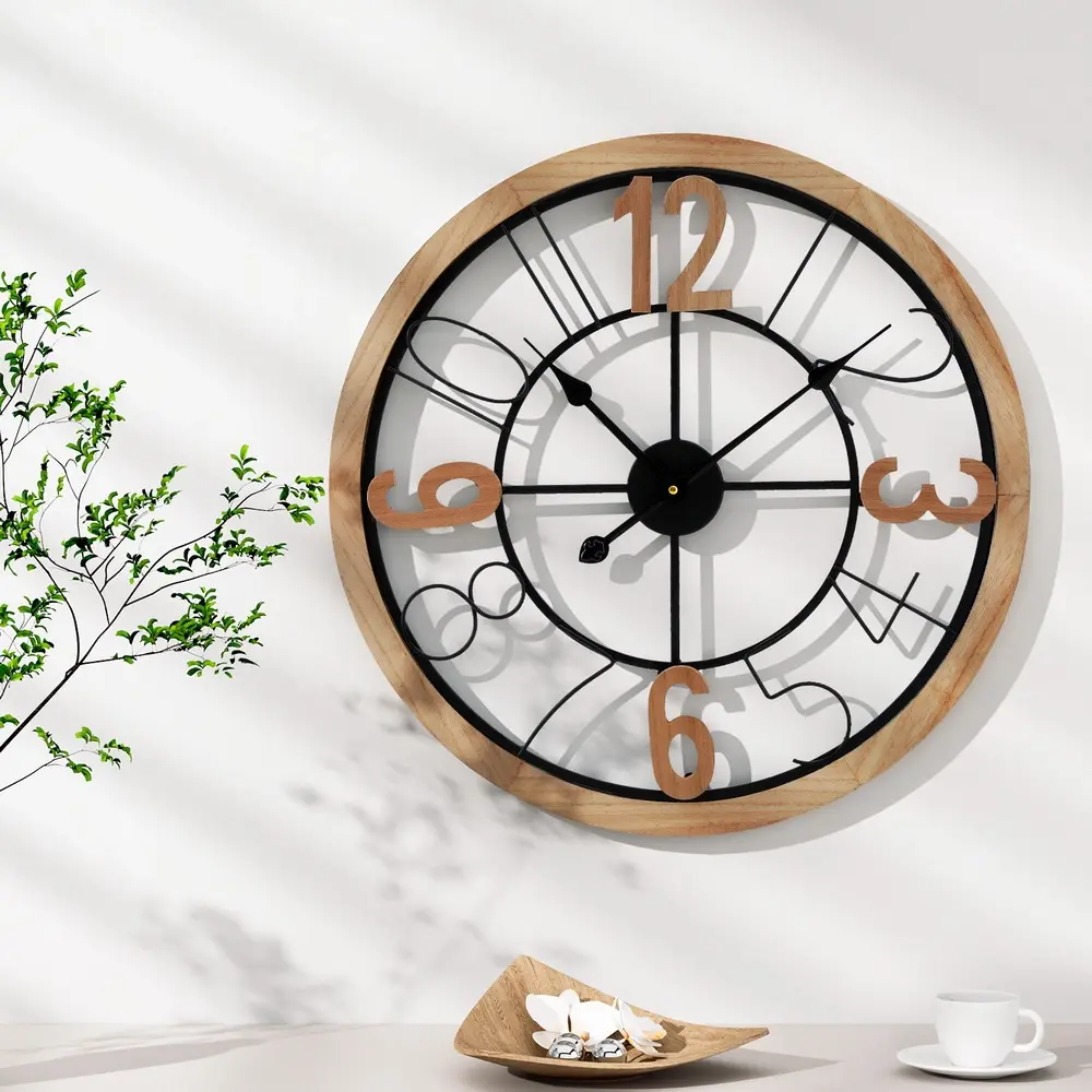 Artiss 60CM Wall Clock Wooden - Home & Garden