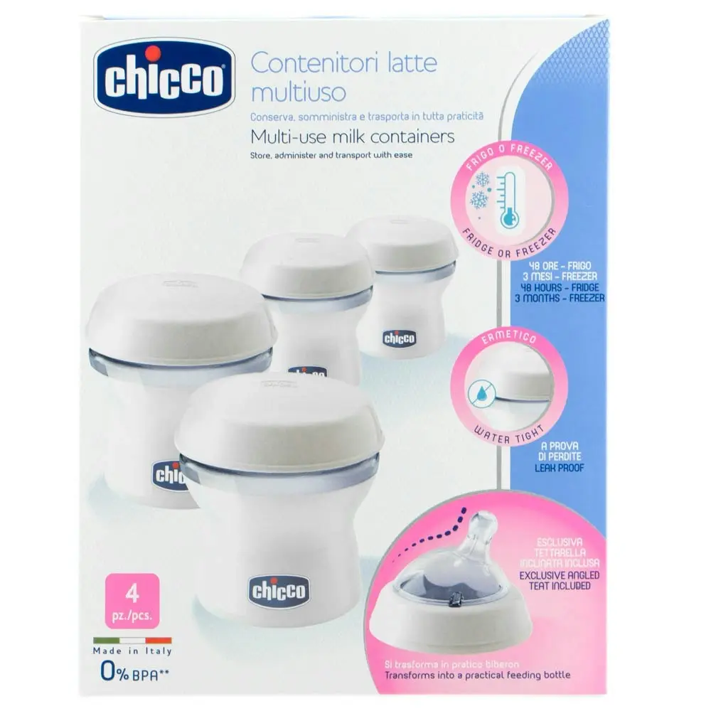 Chicco Naturalfeeling Milk Containers 4 Pack - Baby