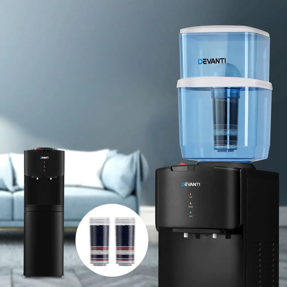 Devanti Water Cooler Dispenser Stand 22L Bottle Black w/2 Filter - Home & Garden