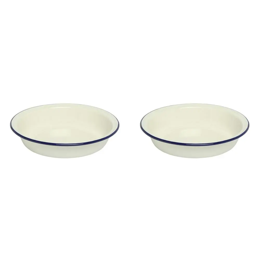 2PK Wiltshire Double Coated Porcelain Enamel Round Pie Baking Dish 19.5cm Blue - Home & Garden
