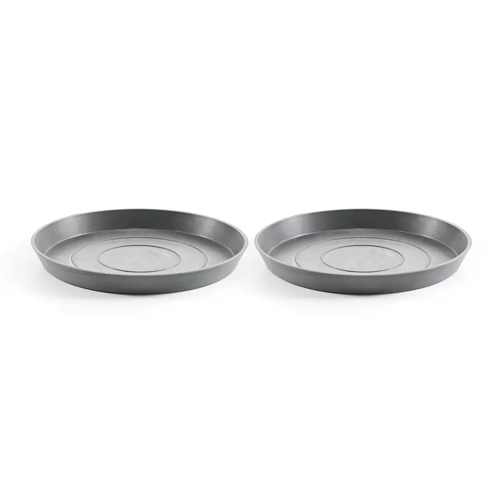 2x Ecopots Plant Pot Saucer Round 29 Grey 29x3.0cm Home Indoor/Outdoor Decor - Home & Garden
