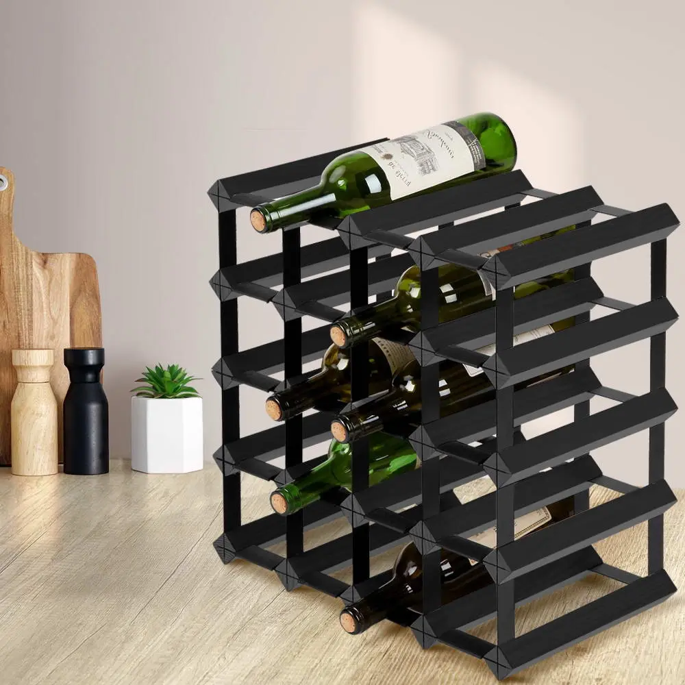 Artiss Wine Rack 20 Bottle Black - Furniture