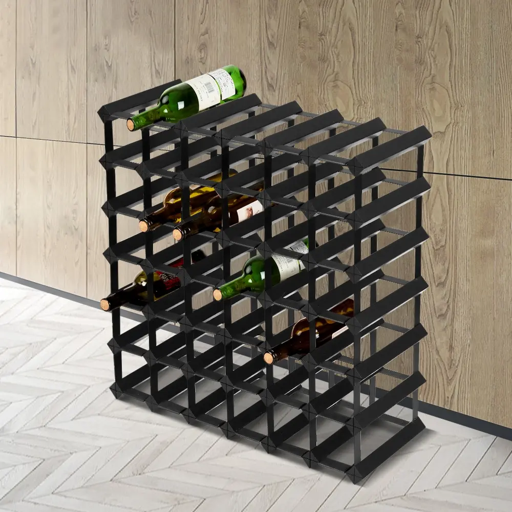 Artiss Wine Rack 42 Bottle Black - Furniture