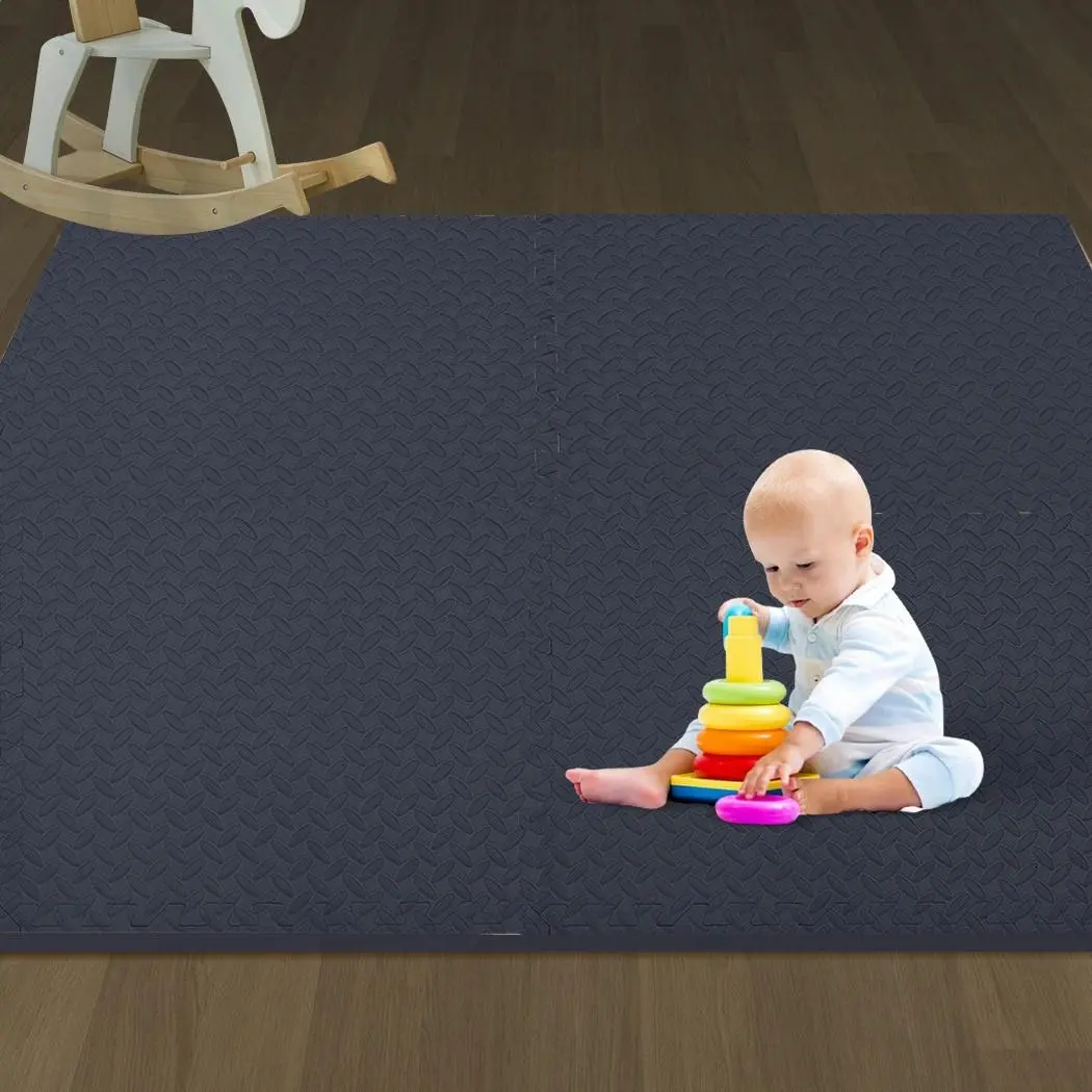BoPeep EVA Foam Kids Play Mat Floor Kid Crawling Interlocking Home Navy 60x60 - Baby
