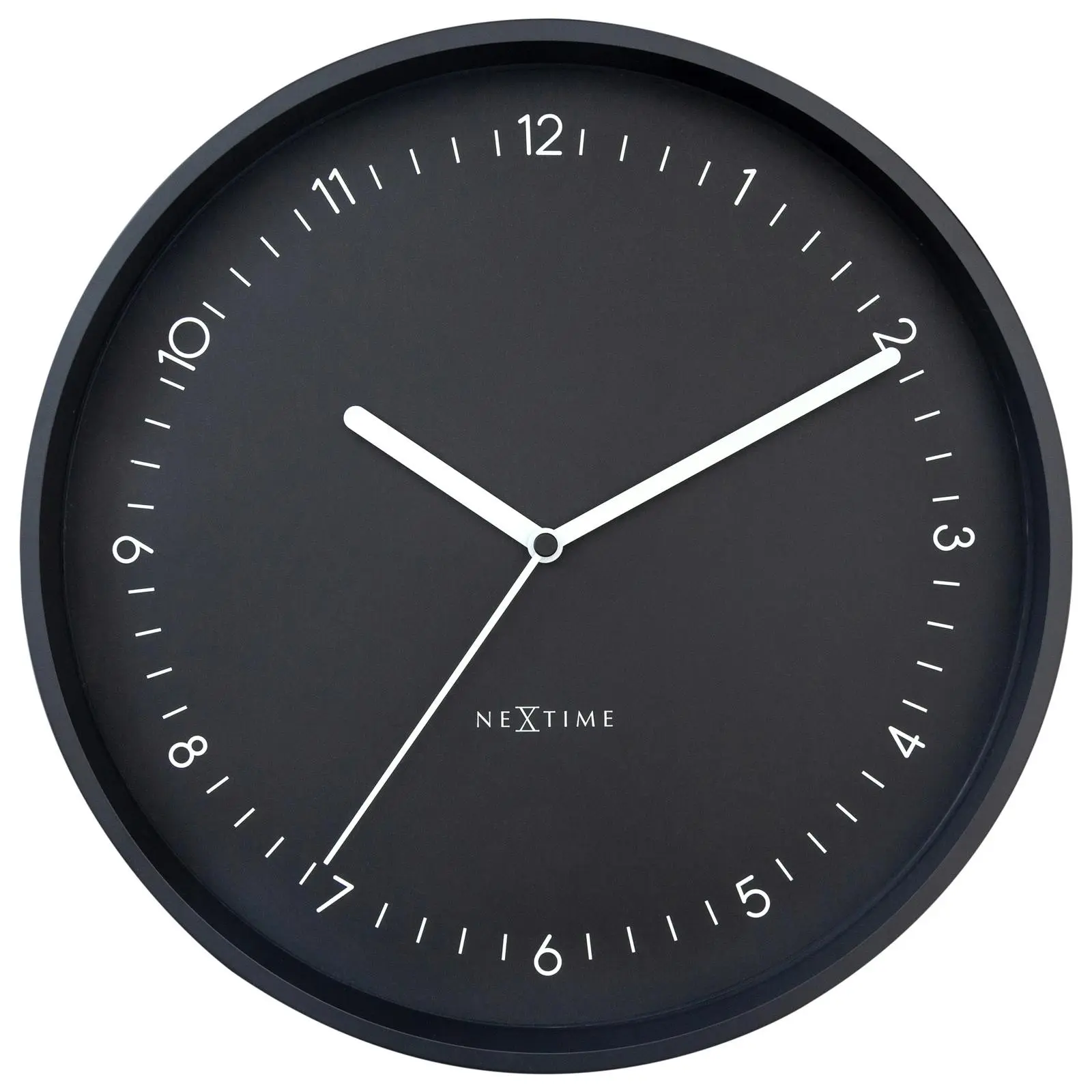 NeXtime Berlin Glass Analogue 30cm Hanging Wall Clock Decor Silent Sweep Black - Home & Garden