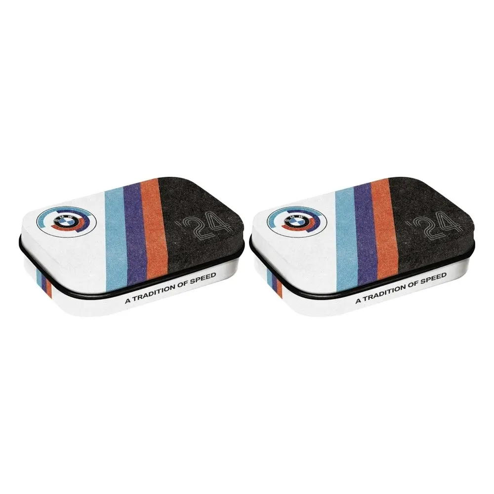 2x Nostalgic Art 4x6cm Mint Steel Box Storage BMW Motorsport Tradition of Speed - Groceries